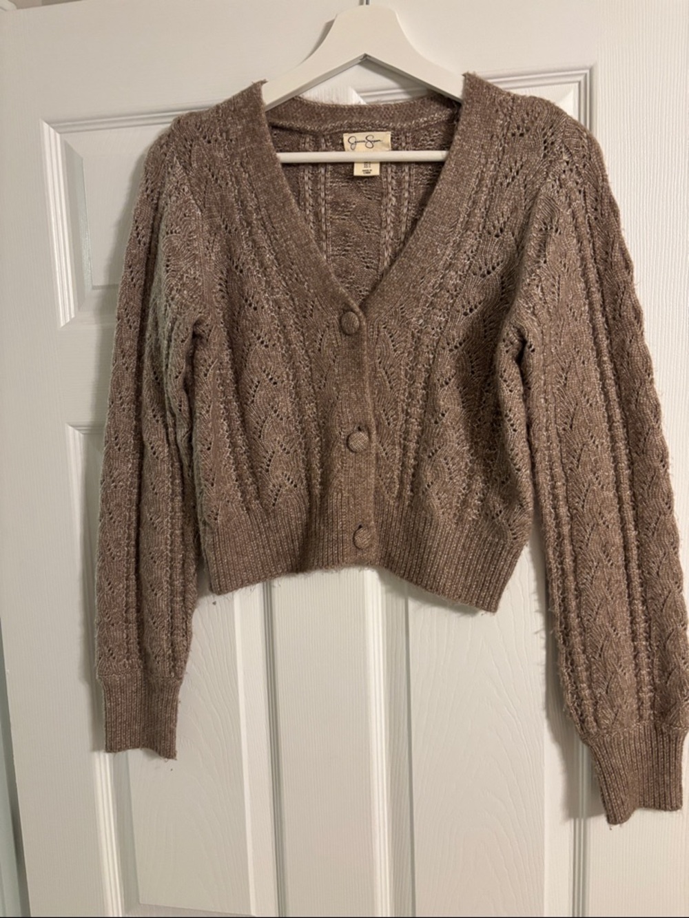 Jessica Simpson Taupe Knit Button-Front Cardigan